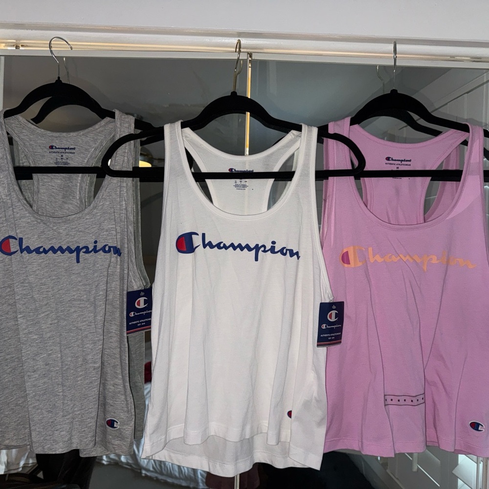 Champion Women's Tank Top Trio - Gray, White, Pink